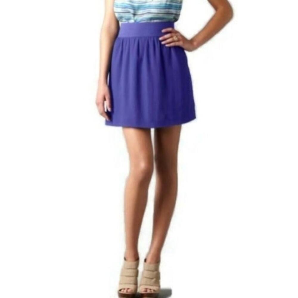 LOFT Royal Blue Chiffron Fluid Pin Tuck Waist Mini Skirt